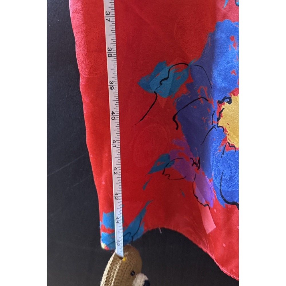 Kono Vintage Dress Womens 5/6 Red Blue Floral lined pockets shoulder pads - Picture 13 of 14